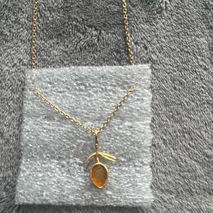 Gold-Tone Citrine Teardrop Pendant Necklace - Women Jewelry